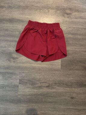 Women's Maroon Athletic Shorts with Elastic Waistband